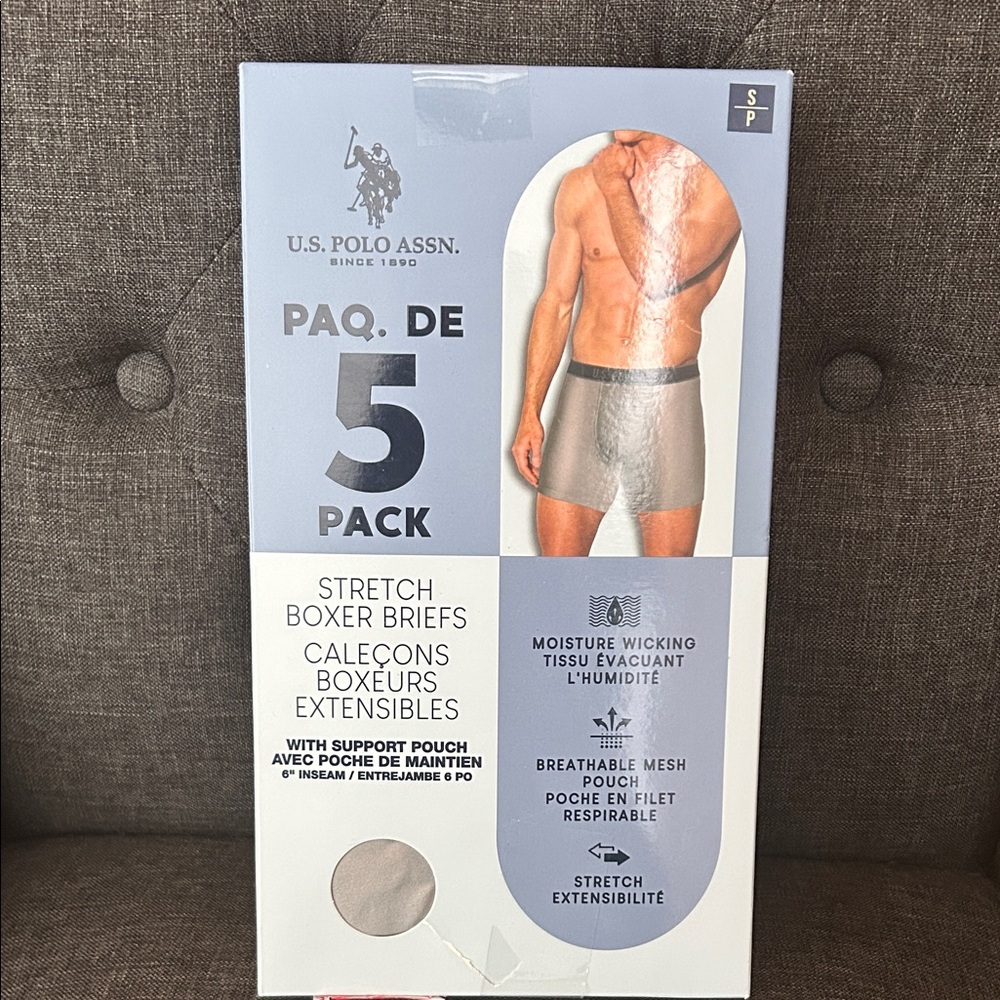 NEW 🆕 U.S. Polo Assn. Men's Boxer Briefs 5-Pack size S